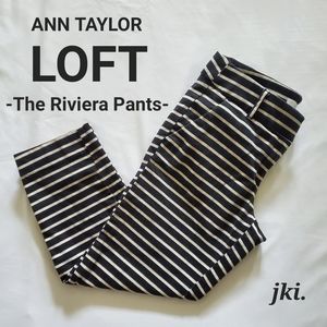 LOFT The Riviera Pants Woments Pants Black/White Striped